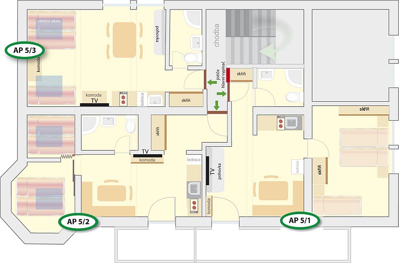 apartmány - celkový půdorys domu